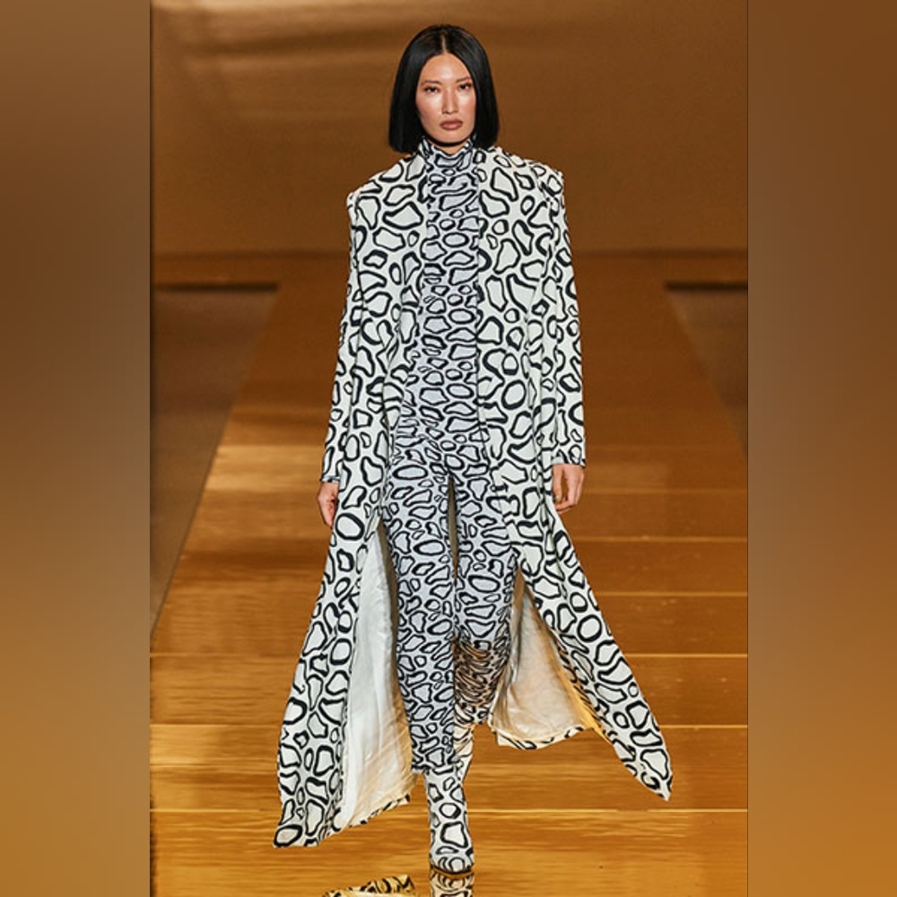 Sergio Hudson Black and White Printed Catsuit and Matching Jacket